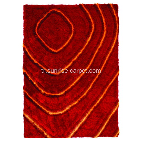 3D halı polyester kırmızı ve turuncu renk